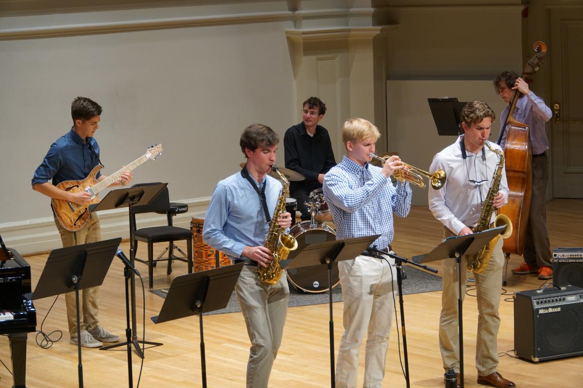 Jazz Chamber Ensemble on the stage of Old Cabell Hall
